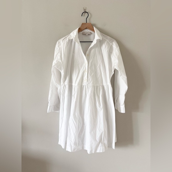 LOFT Long Sleeve White Shirt Dress in White Size SP - Picture 2 of 6